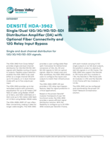 Densité HDA-3962: Single/Dual 12G/3G/HD/SD-SDI Distribution Amplifier (DA) with  Optional Fiber Connectivity and 12G Relay Input Bypass Datasheet