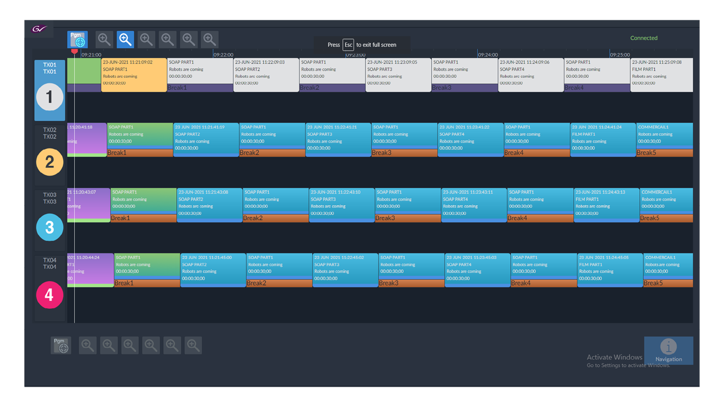GV Playout Express Timeline View