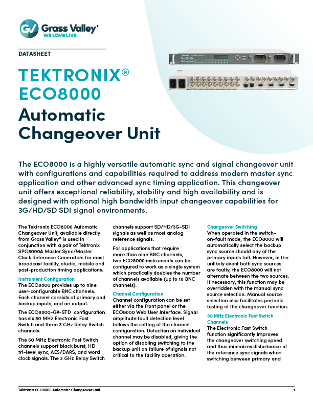 Tektronix ECO8000 datasheet