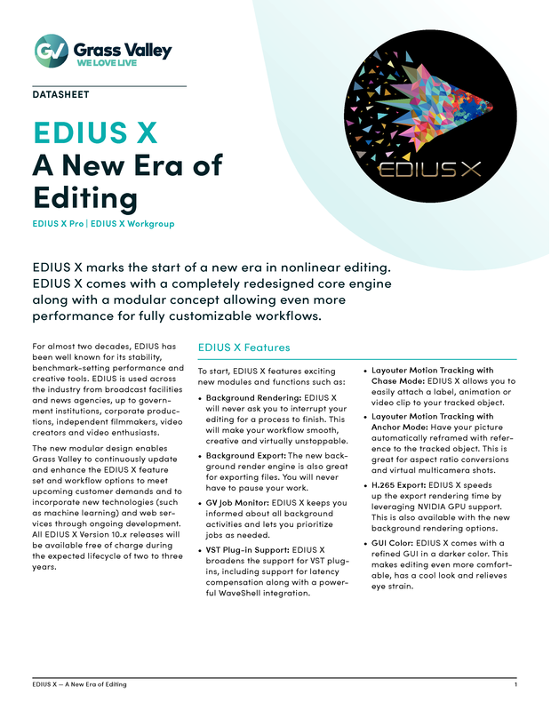 EDIUS X Datasheet DS-PUB-3-0939C-EN Thumbnail