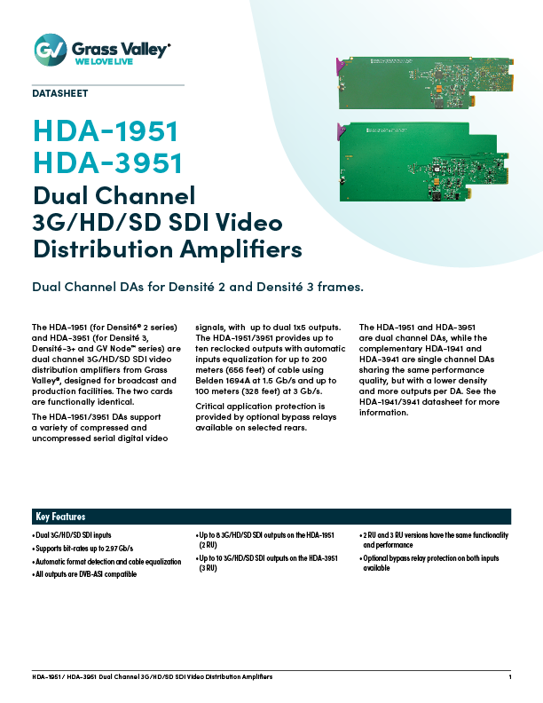 HDA-1951 HDA-3951 Datasheet