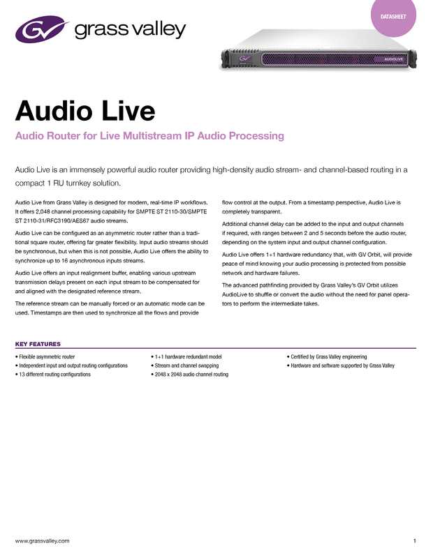 Audio Live Datasheet DS-PUB-2-0734C-EN Thumbnail
