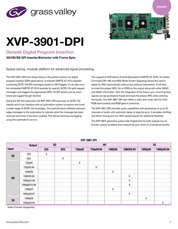 XVP-3901-DPI Datasheet DS-PUB 2-0204A-EN Thumbnail
