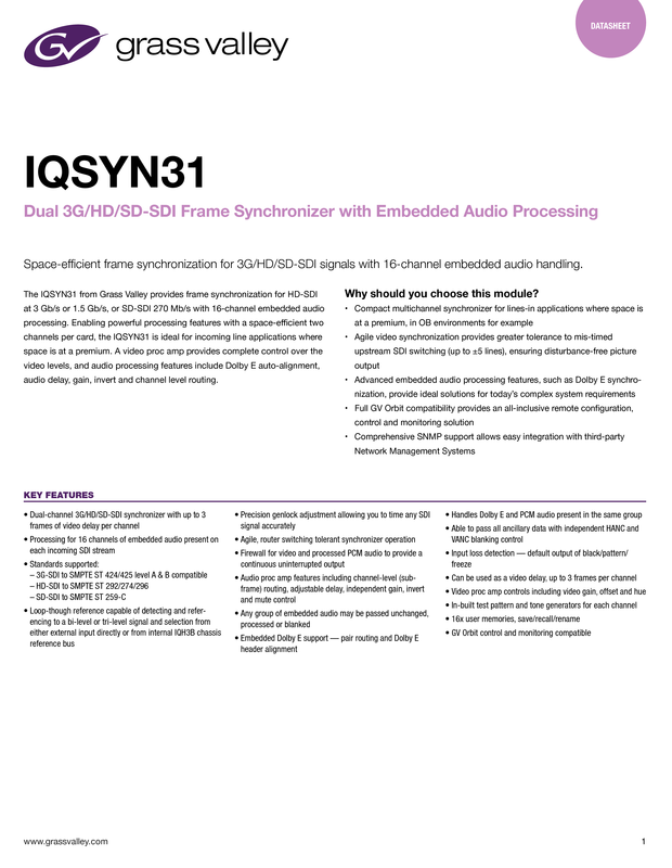 IQSYN31 Datasheet DS-PUB-2-0892B-EN Thumbnail