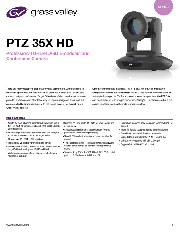 PTZ 35X HD Datasheet DS-PUB-2-0990B-EN Thumbnail