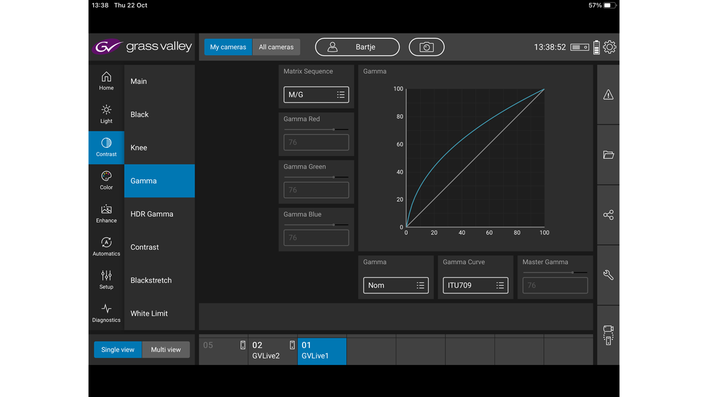 Creative Grading Gama Screen User Interface