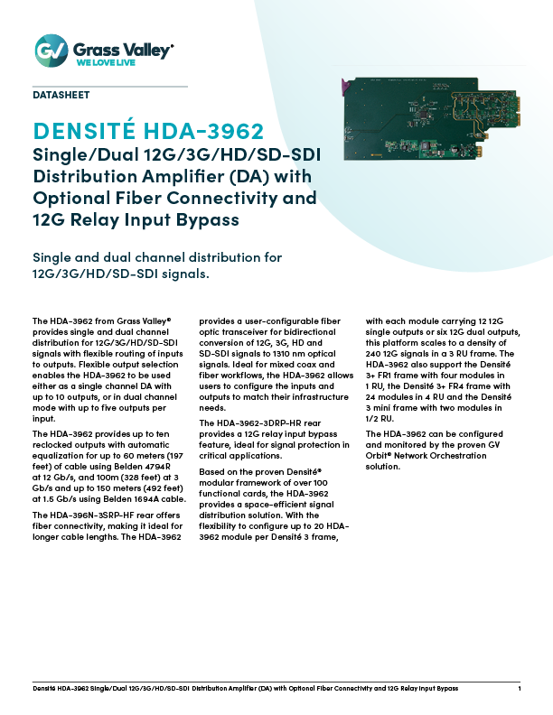HDA-3962 Datasheet