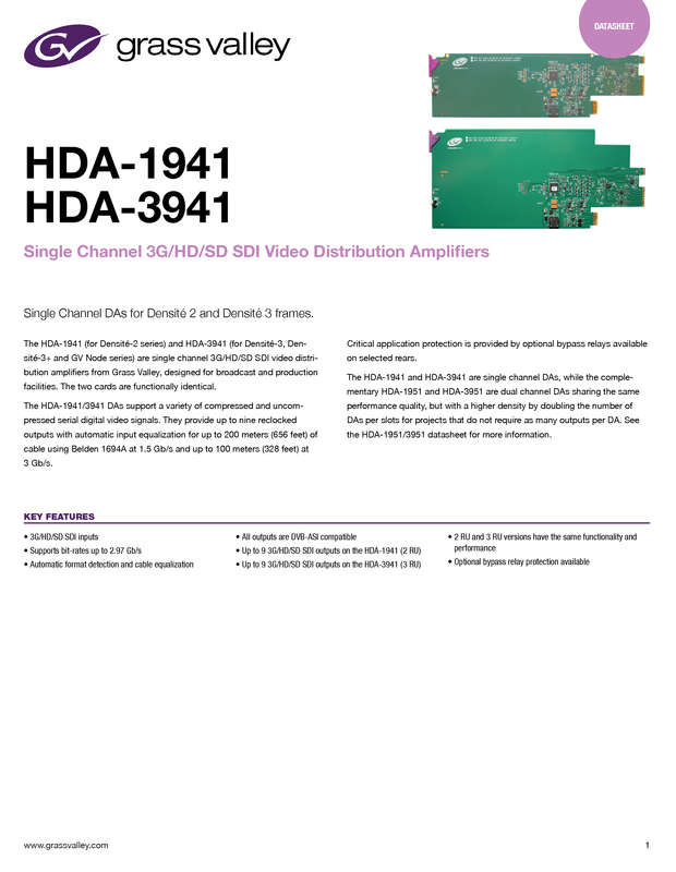 HDA-1941 & HDA-3941 Datasheet DS-PUB-2-0564A Thumbnail