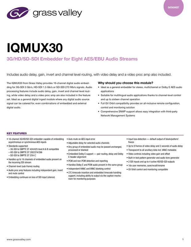 IQMUX30 Datasheet GVB-2-0796A-EN-DS Thumbnail